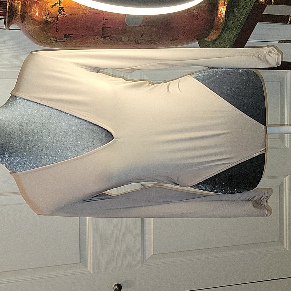 Forever 21 Deep V cut Tan bodysuit